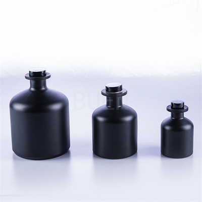 Home Decoration Glass Aroma Diffuser Bottle Frosted Black Glossy Anodizing