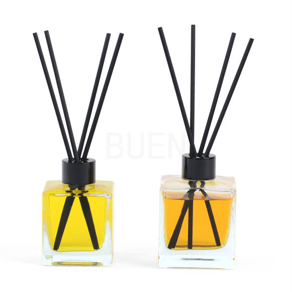 Anozied Gold Cap Glass Aroma Diffuser Bottle Square Screw neck